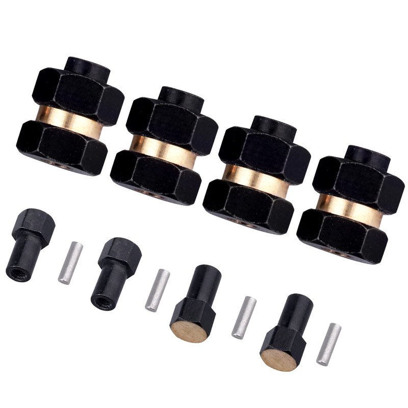 4PCS Brass Extended Hex Wheel Hubs w/Locknuts Wrench Tool for