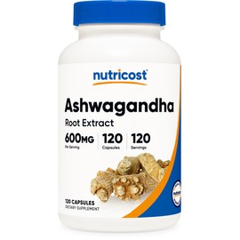 Nutricost Ashwagandha Herbal Supplement 600mg, 120 Capsules - Vegetarian, Non-GMO, Gluten Free, Ashwagandha Root