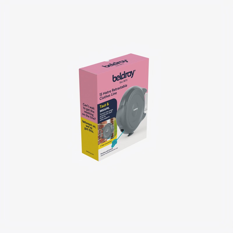 Beldray Retractable Clothesline – 15 Metre Drying, Anti-Slack Hook, Pivoting