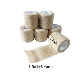Transun Moo 6 Pack 2" x 5 Yards Self Adhesive Bandage Wrap Breathable Cohesive Vet Wrap for Pets, Elastic Self-Adherent Tape for Sports, Wrist, Ankle ( Skin Color)
