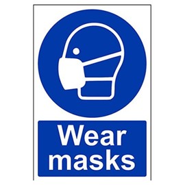 V Safety Wear Masks PPE Sign - 200mm x 300mm - 1mm Rigid Plastic