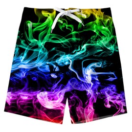 TUONROAD Boys Swimming Shorts Funny 3D Print Quick Drying Swimming Trunks with Mesh Lining Summer Beach Shorts 5-14 Years, 1 colourful purple