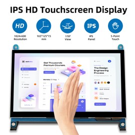 iPistBit 7 Inch LCD Touch Screen, 1024x600 IPS Display with Stand, HDMI Portable Monitor for Raspberry Pi 5/4B/3B+/3B/B+/Zero/400, BB Black, Windows 10 8 7, Free Driver