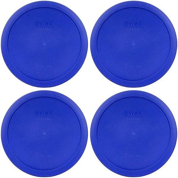 Pyrex 7402-PC Cadet Blue Round Storage Replacement Lid Cover fits 6 & 7 Cup - 4 Pack