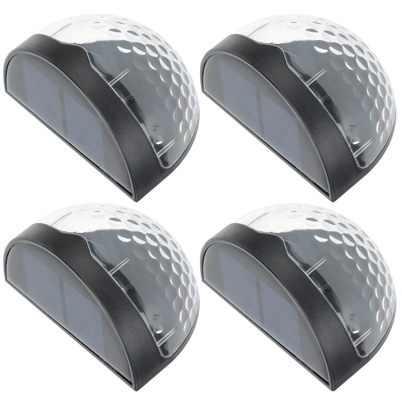 4Pcs Outdoor Waterproof Semicircle 6LED Solar Power Wall Lamp Black