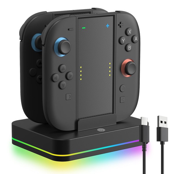Yaskyly Switch 2 Joycons Controller Charging Station 4-in-1 NS Switch