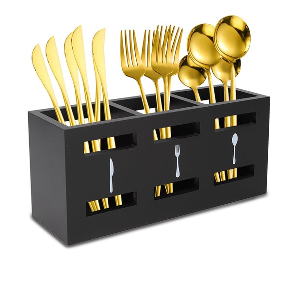Gzsekken Kitchen Utensils Holder Black Utensil Holder Cutlery Holder 3