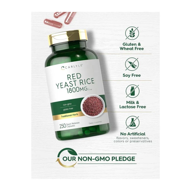 Red Yeast Rice 1800mg Salud Cardiovascular 250 Americano Sin Sabor