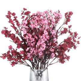 PATIKIL Artificial Flowers, 6pcs European Fake Flowers DIY Bouquet Fake Floral for Home Garden Kitchen Decor Wedding Party Decoration Dark Red/Pink