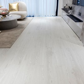 GreenFullHouse Laminate Flooring Luxury Vinyl Flooring Planks with Self Adhesive,2mm Thick 18 Planks Waterproof for Bathroom Hallway Floor Planks(27 Sq.Ft,White Oak)