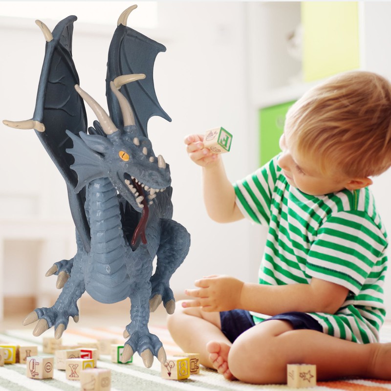 Dragon Model Figure Blue Plastic Vivid Cute Style Educational Dragon