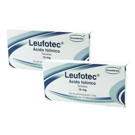 2 Cajas Ácido Folínico Leufotec Tecnofarma 12 Tabletas 15 Mg