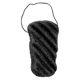 Konjac Sponge Set Body Sponge 100% Natural Long Wavy Large Body and Face Deep Cleansing Sponge for Skin Care (Black)