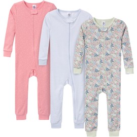 Gerber Baby-Girls 3-Pack Snug Fit Footless One-Piece Cotton Pajamas, Ditsy Floral, 0-3 Months