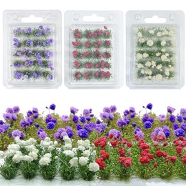 Woohome Flowers Grass Tufts Model Building Tabletop Terrain Static Grass Tufts Terrain Miniature Ornaments Railway Model Railway Landscaping Diorama Accessories (3 Colours)