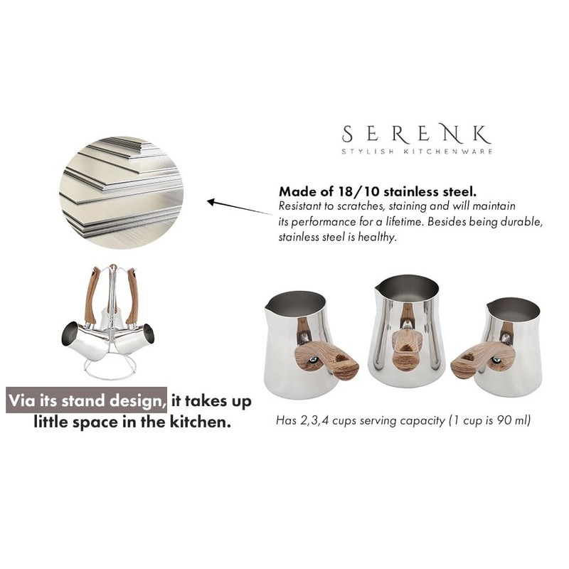 Serenk Turkish Coffee Pot Cezve, Milk Warmer, Ibrik Briki Greek