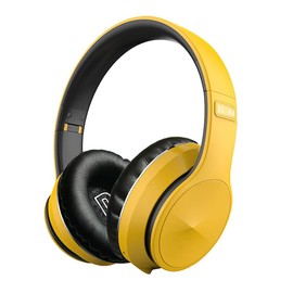 KOMPSEN Adult Noise Cancelling Headphones, Foldable Over Ear Wireless Bluetooth Headphones with Microphone Deep Bass for Cellphone PC Class Game Office Home Travel-Yellow