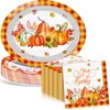 Mimorou 100 Pcs Fall Paper Plates and Napkins Sets Disposable