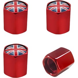 4 PIEZAS Tapones para Válvula de Neumático de Coche, Cubierta de Válvula de Rueda de Zinc con Diseño de Bandera Nacional Británica, Tapa Antidesgaste con Bandera de Inglaterra, Decoración de