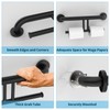 Grab Bar w/Double Toilet Paper Roll Holder Black, iHansee Stainless