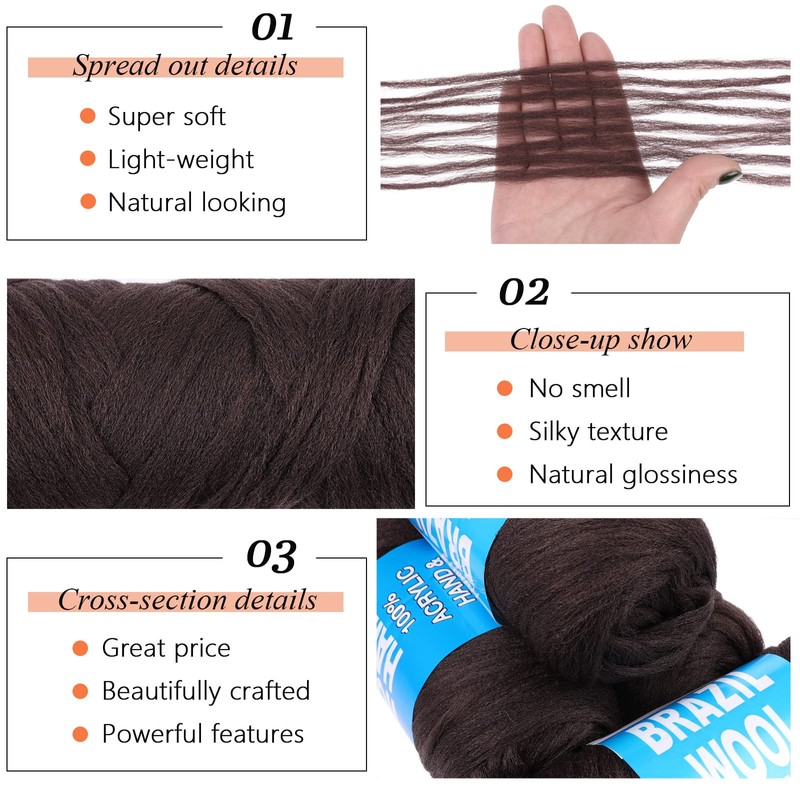 RuiYok Brazilian Wool for Hair 2 Roll 100% Brazilian Wool