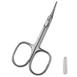 WELANGBN Cuticle Scissors Extra Fine for Manicure and Pedicure, Curved Blade Precise Pointed Tip Grooming Kit for Eyebrow, Eyelash, Trim Nail and Dry Skin - Small Scissors, 3.7 inch, Silvery