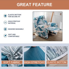 Eco-Ancheng Recliner Slipcovers 4-Pieces Recliner Chair Covers Lazy Boy Chair Covers Stretch Recliner Couch Covers Fitted Non Slip Reclining Slipcovers Furniture Protector for Recliner with Pocket