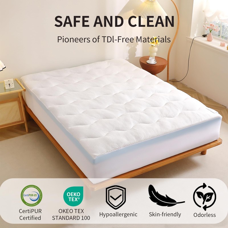 4 inch Dual Layer Queen Mattress Topper for Back Pain