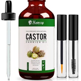 Kanzy Organic Castor Oil Cold Pressed 100% Pure Organic Castor Oil for Hair Growth Natural Castor Oil for Body, Hair, Nails, Eyelashes, Eyebrows
