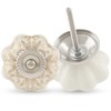 Piutouyar 6PCS Ceramic Cabinet Knobs,Gold and White Roll Hand Painted