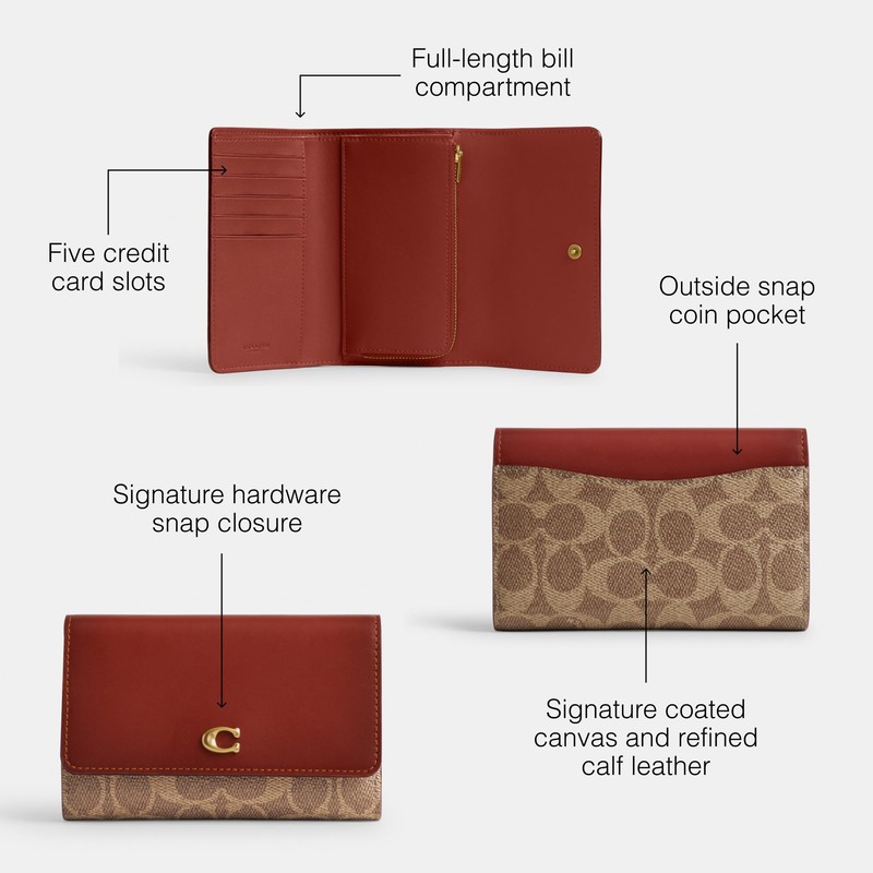 Coach Coated Canvas Signature Essential Medium Flap Wallet