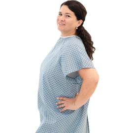 Careoutfit Careoutfit 3 Pack - Blue Hospital Gown with Back Tie/Hospital Patient Gown with Ties - One Size Fits All