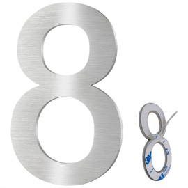 XYL HC 3 Inch Premium Stainless Steel House Numbers, Mailbox Numbers, Super Strong Self-Adhesive Metal Address Numbers, Suitable For Number Signs In Hotels, Apartments, And Courtyards (Silver 8)