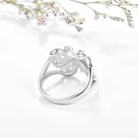 PRAYMOS Silver Butterfly Ring 925 Sterling Silver Filigree Wrapped Butterfly Thumb Ring for Women Jewellery Gifts, Paper