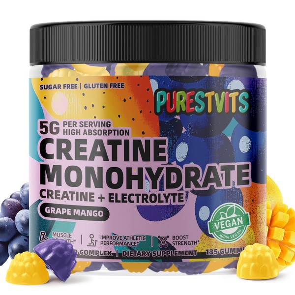 PURESTVITS Creatine Monohydrate Gummies (5g) – Pre-Workout Energy & Muscle
