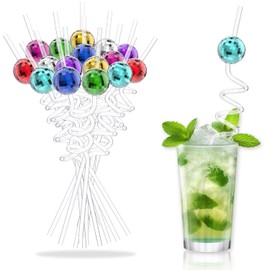 16 pajitas de bola de discoteca, decoración de fiesta de discoteca con decoración mejorada, mini bola de discoteca, fiesta temática de discoteca de los años 70 para cumpleaños (colorido)