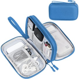 FYY Electronic Organizer, Travel Organizer Bag Pouch, Electronic Accessories Carry Case, Portable Waterproof Double Layers All-in-One Storage Bag for Cable, Cord, Charger, Phone, Earphone, Cyan