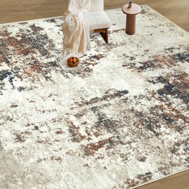 Area Rug 3x5 Washable Rug, Modern Abstract Bedroom Rug Non-Slip Soft Neutral Area Rug Stain Resistant Throw Rugs for Entryway, Kitchen, Door Mat Indoor Entrance, Laundry(Brown,3'x5')