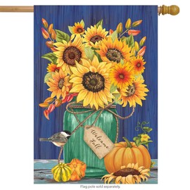 Briarwood Lane Fall Mason Jar Sunflowers House Flag Autumn Floral 28" x 40"