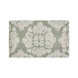 Better Trends Medallion Collection is a Tufted Bath Mat Rug 100% Cotton in Vibrant Colors, 21" x 34", Sage & Natural