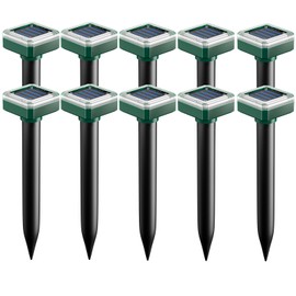 Mole Repellent Pack of 10 Solar Powered Snake Repellent Ultrasonic Pest Control for Lawn Garden, Gopher Repellent Outdoor Keep Moles Out of Yard, Waterproof Vole Mouse Repellent Outdoor