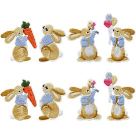 8Pcs Rabbit Applique Patches Iron On/Sew On Embroidered Patch for Jackets Jeans Bag Shoes T-Shirt Hat