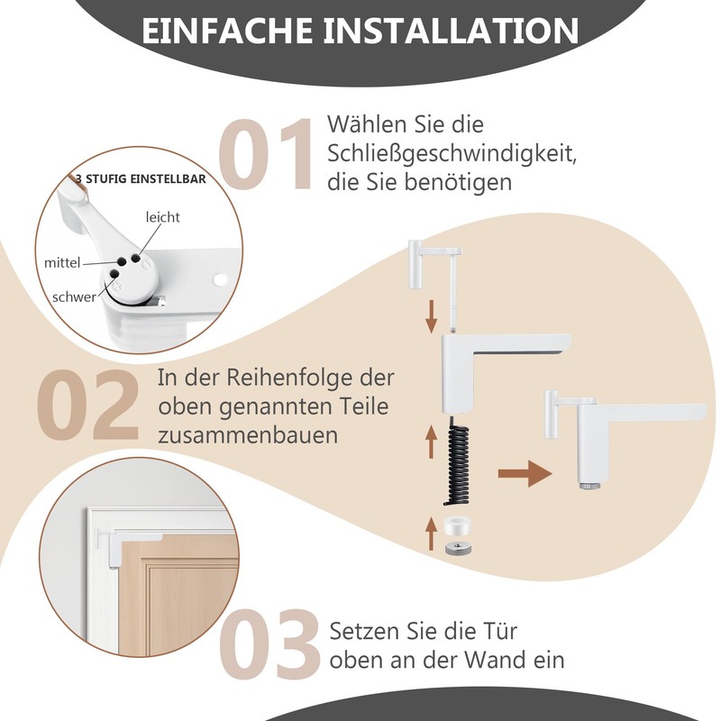Interior Door Closer, Suitable for Universal Door, Mini Door Lock,