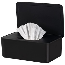 Baby Wipes Dispenser, Wipe Holder for Baby & Adult,Keeps Wet Tissue Fresh, Non-Slip Wipes Case, Flushable Wipe Container with Sealing Design Lid (2-Black)