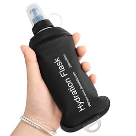 GYGYL 250ml Soft Flask, TPU Collapsible Soft Water Bottle for Hydration Pack, Running Vest, Leak-Proof Folding Water Bottle for Hiking Cycling Climbing Jogging-Black