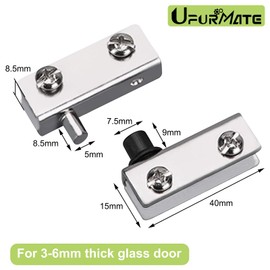 UFURMATE Pivot Hinge, 8Pcs Frameless Glass Door Pivot Hinges Glass Cabinet Door Clips with Pin Adjustable Iron Clamp Hinge Replacement Kit for 3-6mm Free-Swinging Glass Door