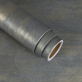 VaryStyle Metallic Navy Blue Gold Concrete Wallpaper Industrial Cement Wallpaper Peel and Stick Textured Faux Concrete Contact Paper Removable Waterproof Vinyl Wrap for Kitchen Bathroom 15.7"x118"