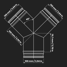 Repa Market 4 to 4 inch Y Duct Splitter – Galvanized Steel 3 Way Hose Splitter/Male Fit Dryer Vent Hose Adapter/HVAC Exhaust Fan, Dryer Duct, Ventilation Fan Transition for Home Improvement