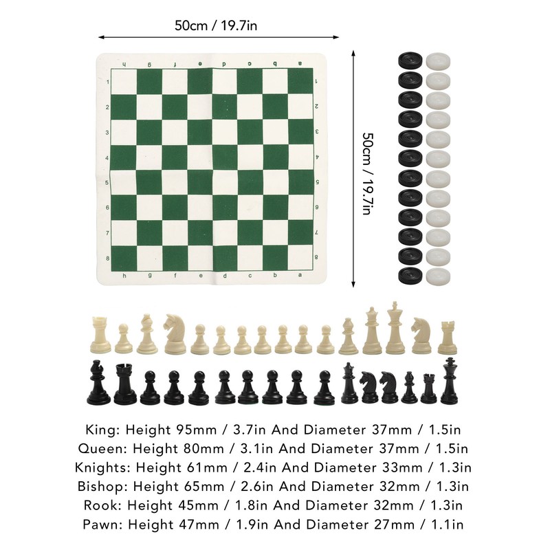 Portable Chess Checkers Set for Kids Adults Folding Roll Up