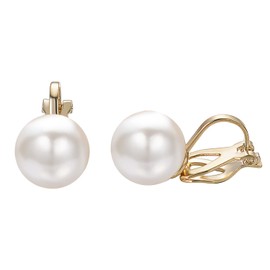 Yoursfs Simple Pearl Earrings, Women's, Shellfish Pearl, Clip, Earrings, Hypoallergenic, Accessories, Gift, 18K Gold Plated, No Gemstone